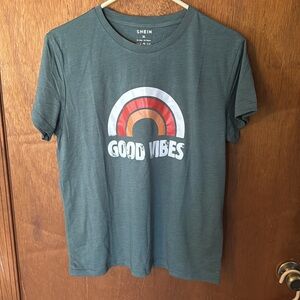SHEIN green 'Good Vibes' Short Sleeve Tee